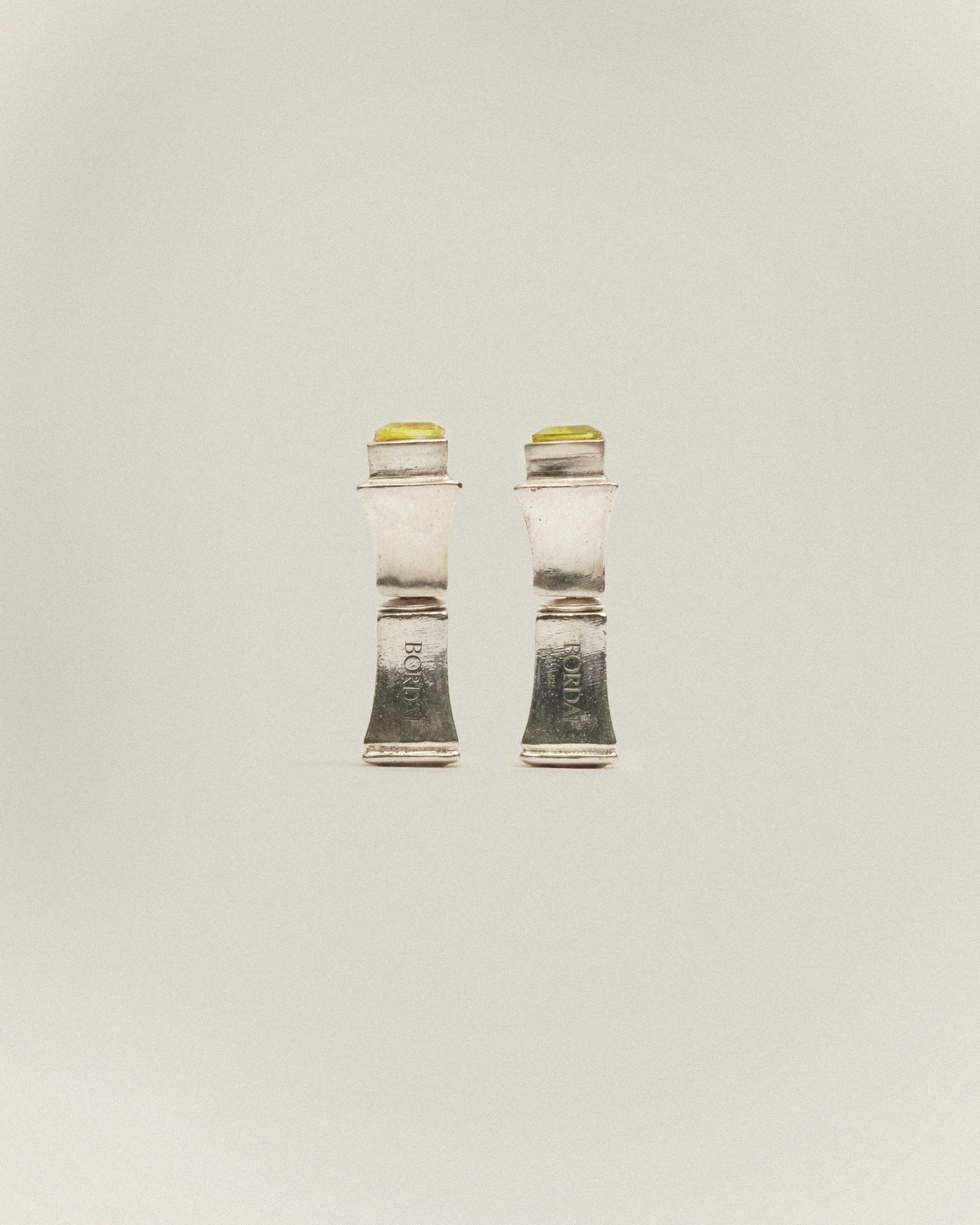 Double Boucle d’oreille Pilier en quartz citron