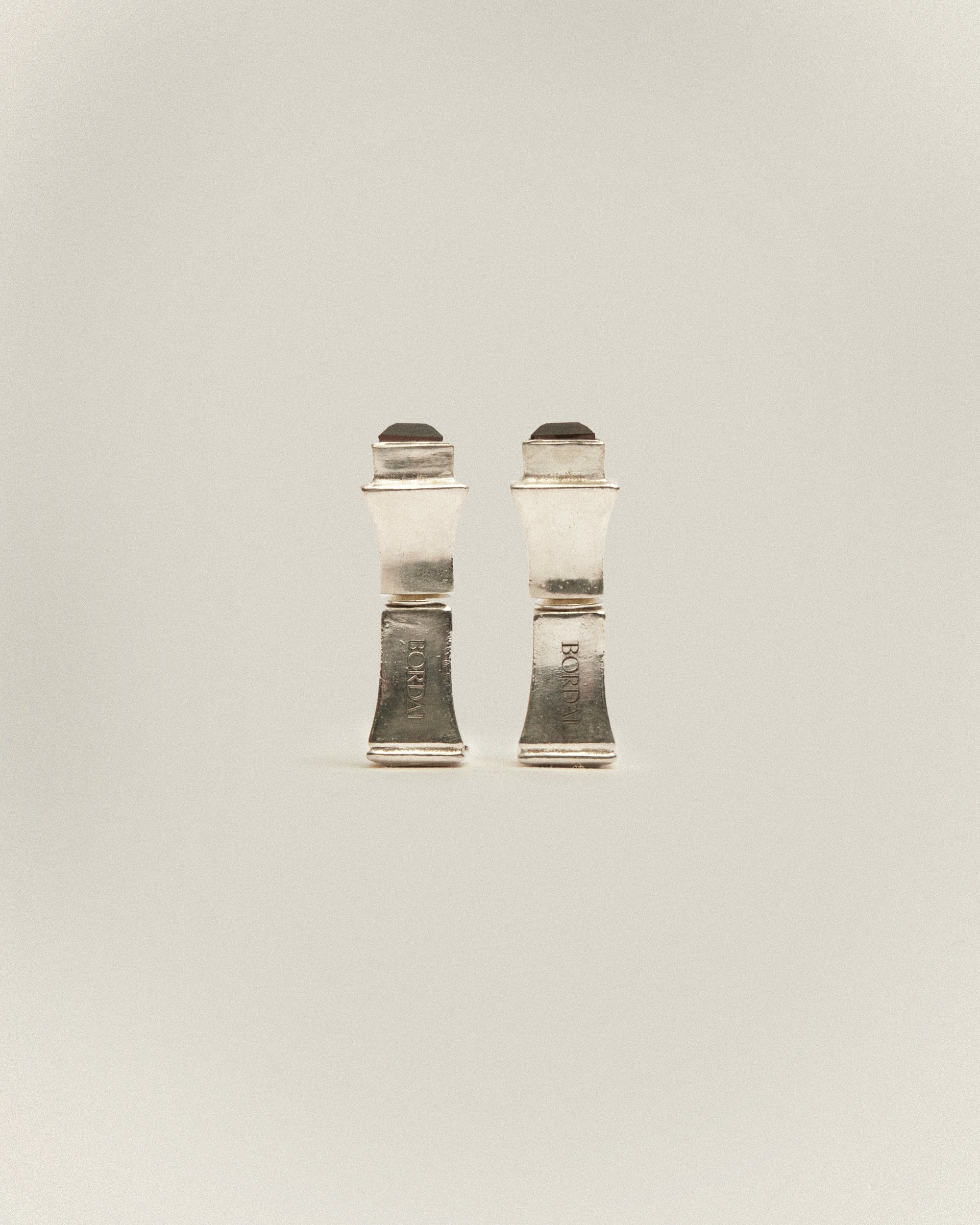 Double Boucle d’oreille Pilier en quartz fumé